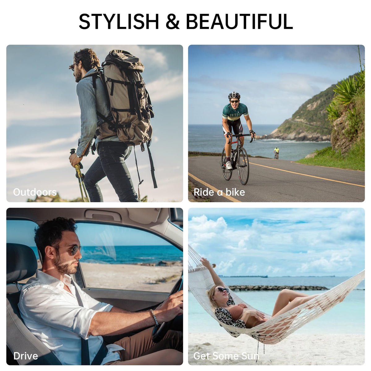 HIBLOKS ray-ban-meta clip reduces sun glare on the road and outdoors