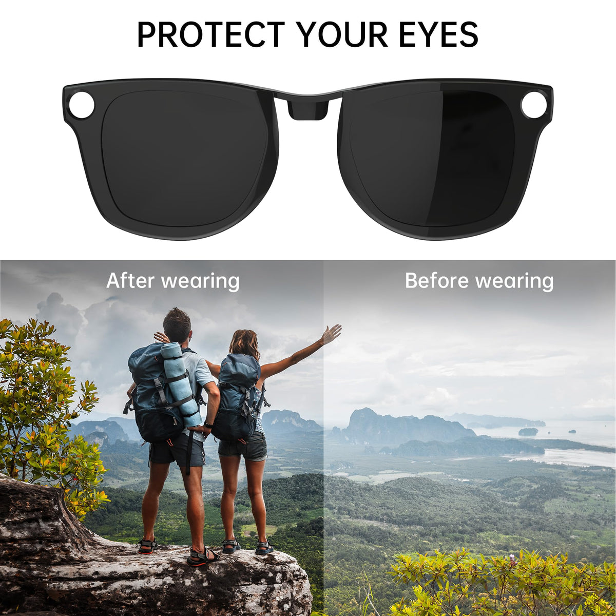 HIBLOKS yellow-brown colored clip-on adds style while protecting eyes from glare