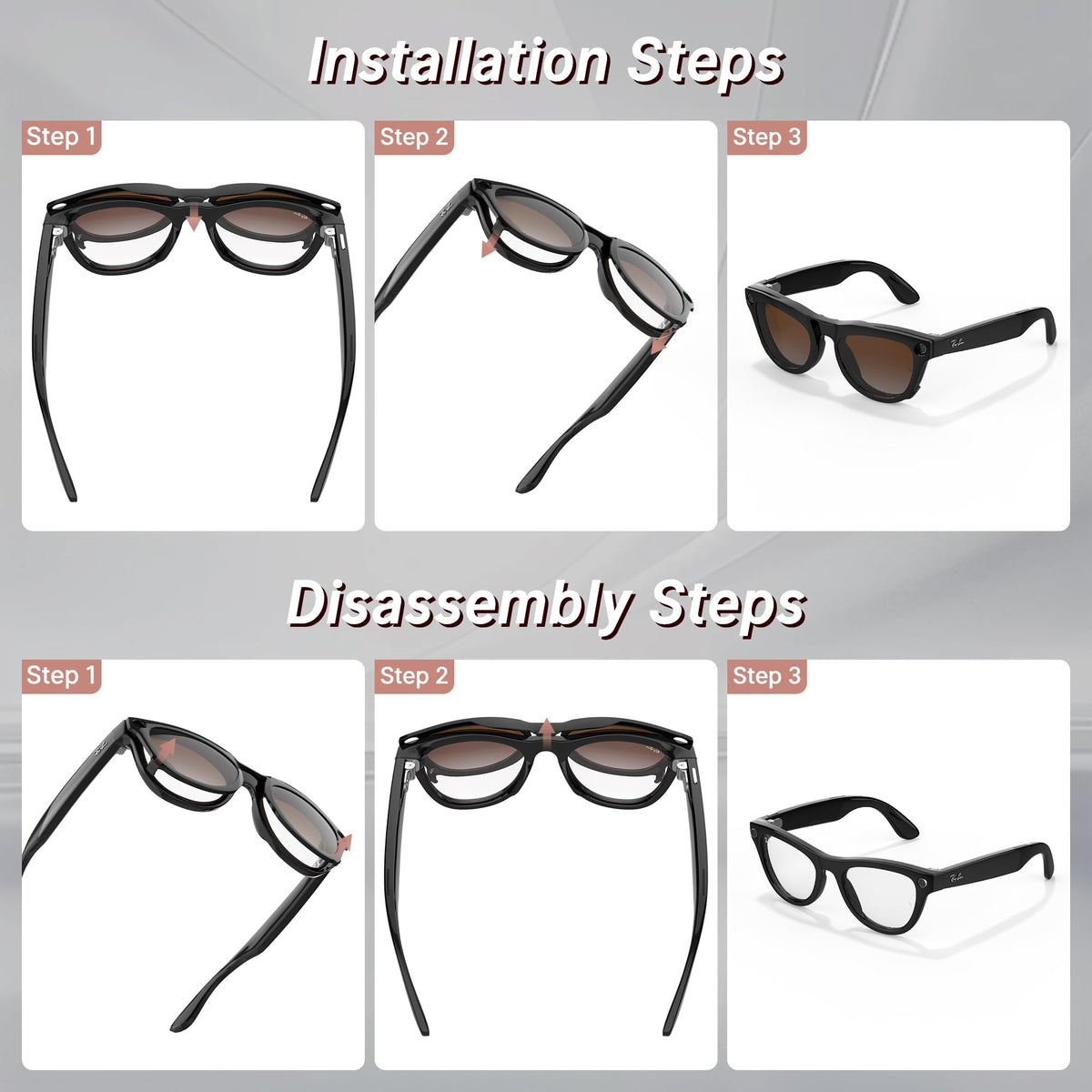 HiBloks Ray-Ban Skyler clip-on polarized lens provides a sleek, fashionable upgrade.