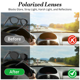 HIBLOKS polarized lens closeup showing glare reduction benefit