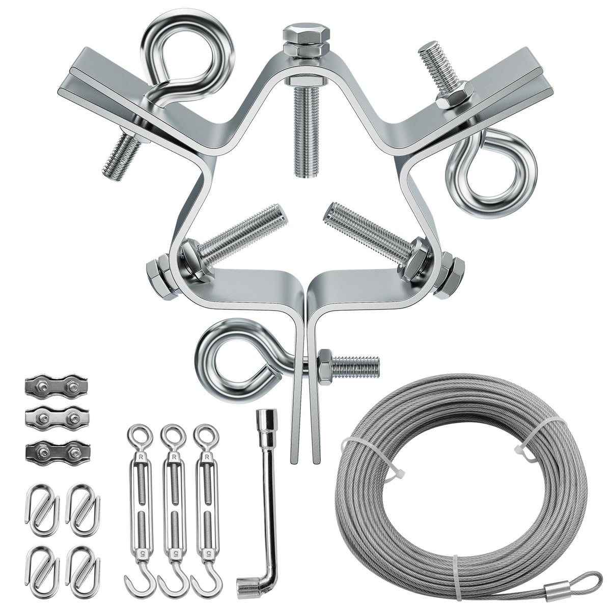 HIBUMFX front view of ring clamp showing 3 eye bolts and secure fit benefit