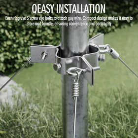 HIBUMFX mounted on antenna mast showing three-way guy wire stabilization benefit