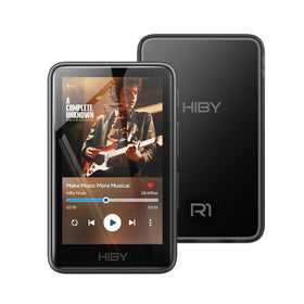 HiBy R1 front view with compact design for on-the-go high-res listening.