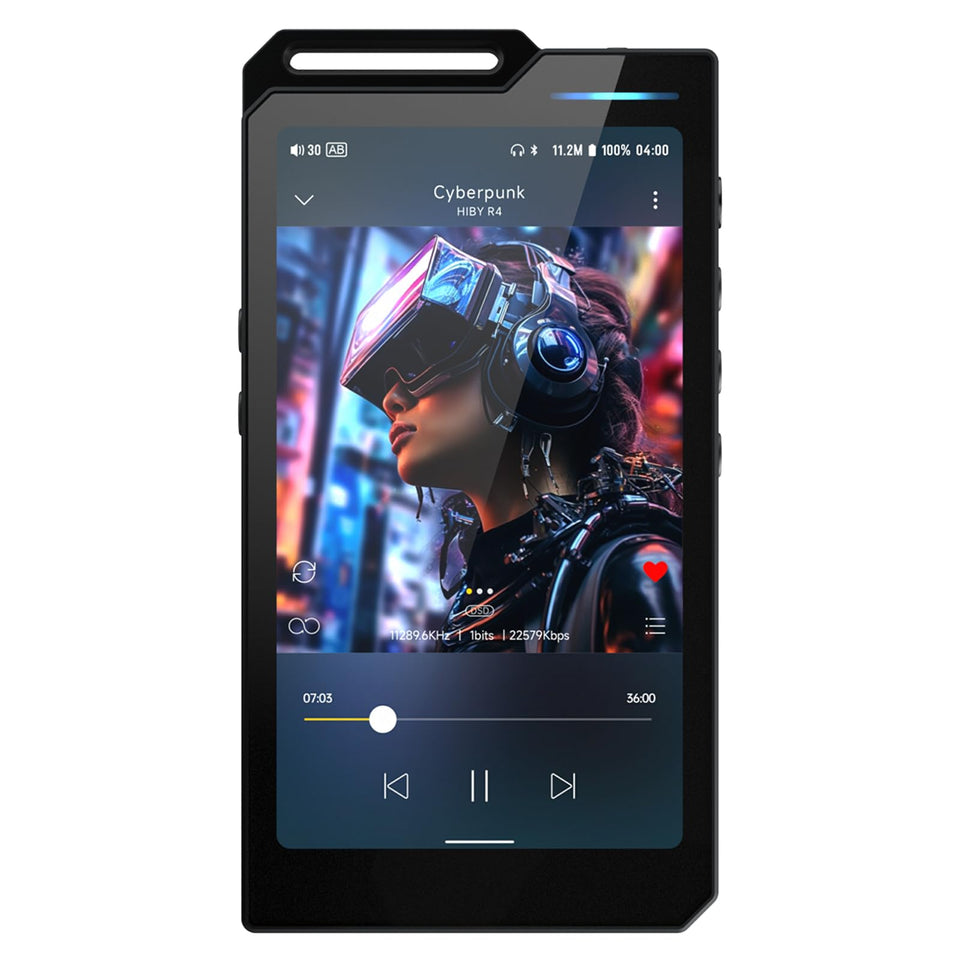 HiBy R4 front view showing compact design for portable listening