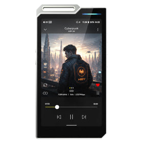 HiBy R4 front view showing compact portable design for on the go listening.