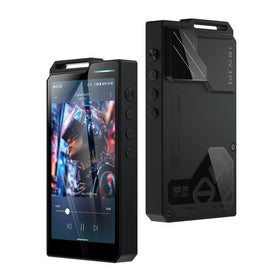 HiBy R4 front view highlights compact handheld design for on-the-go listening.