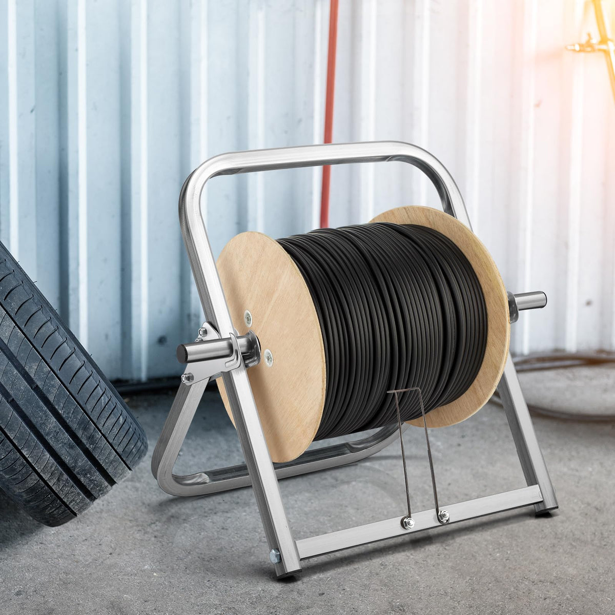 Hicarer with reel mounted dispensing cable for faster organized workflow