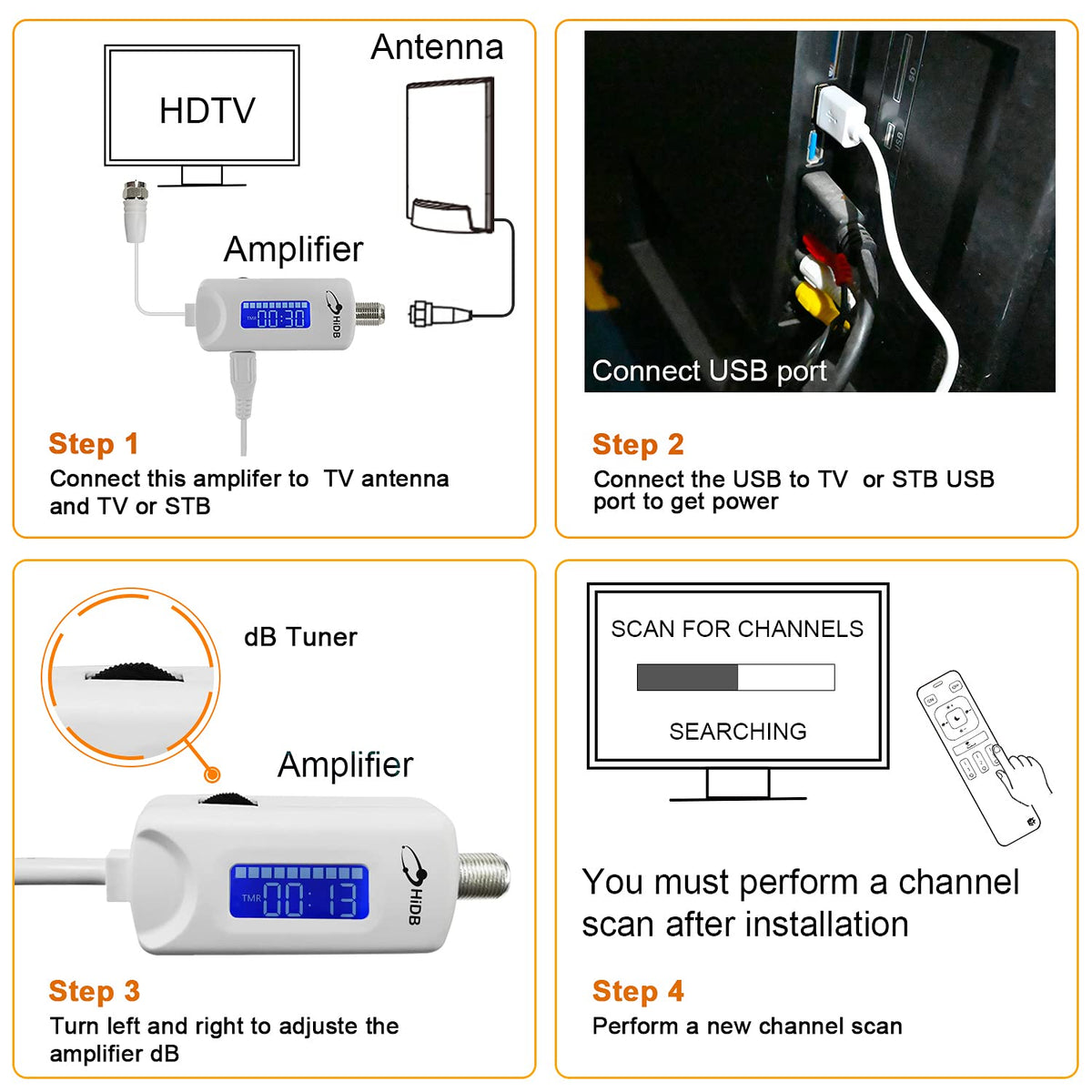 HIDB digital timer display helps monitor viewing time while watching.
