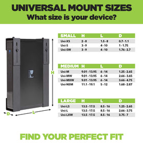 HIDEit Mounts next to a ruler for scale showing adjustable dimensions and proper sizing benefit