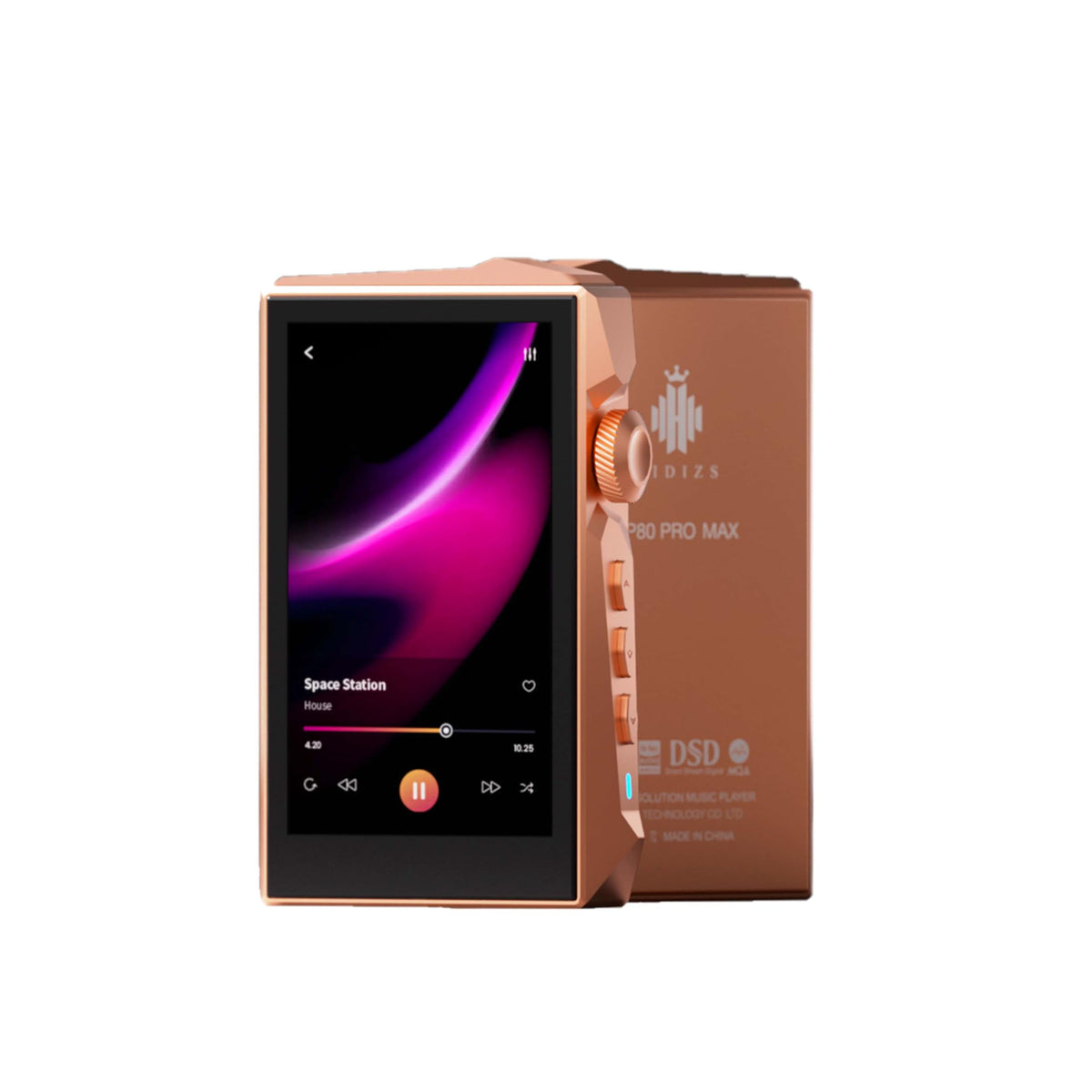HIDIZS AP80 Pro MAX front view in red copper, compact high-fidelity design