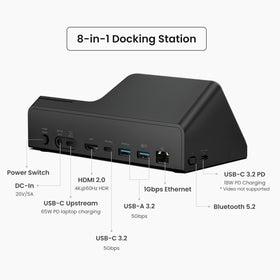 HiDock H1E dual 83W PD charging keeps laptop and devices powered.