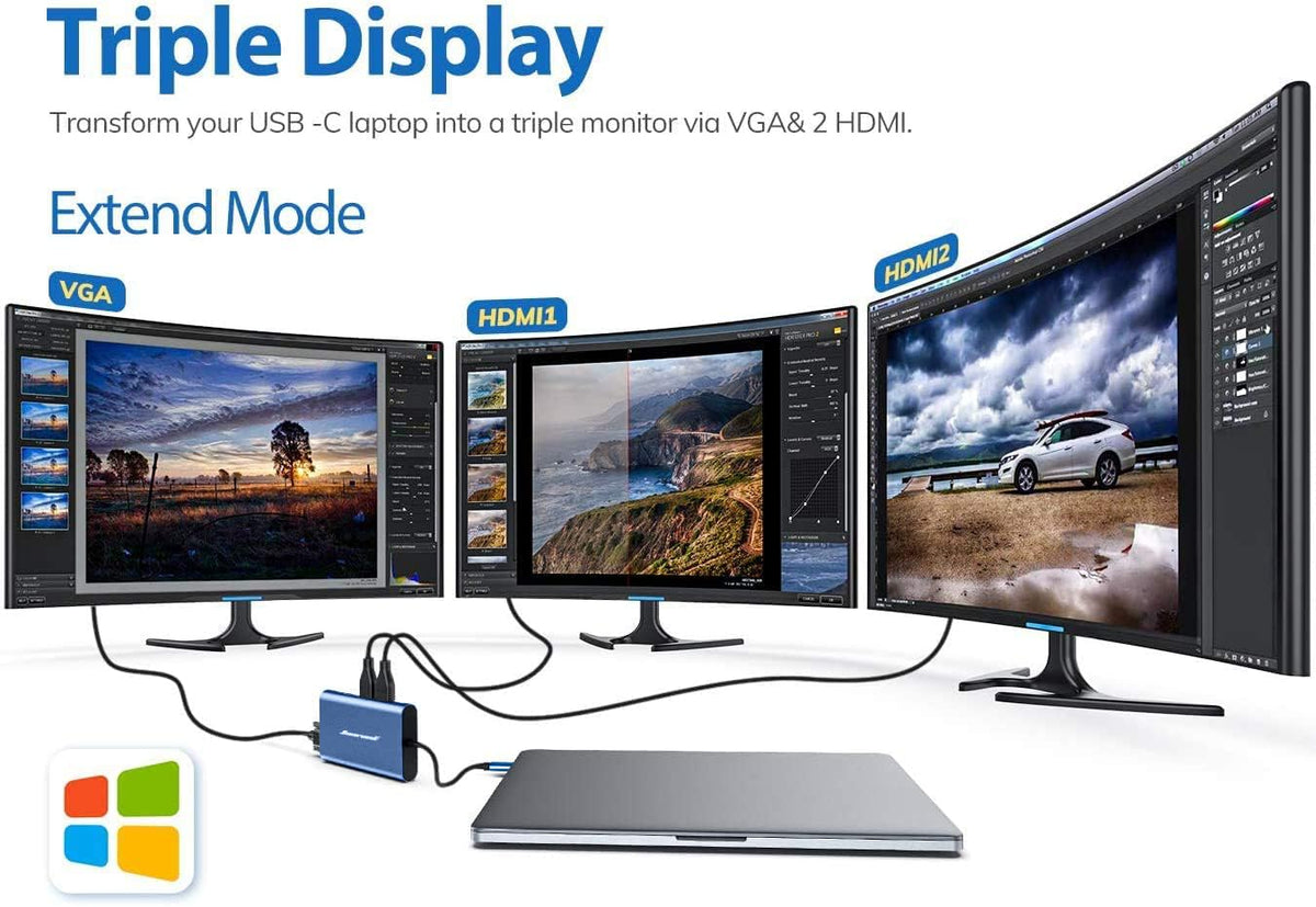 Hiearcool 4K HDMI port delivers crisp video output for presentations.
