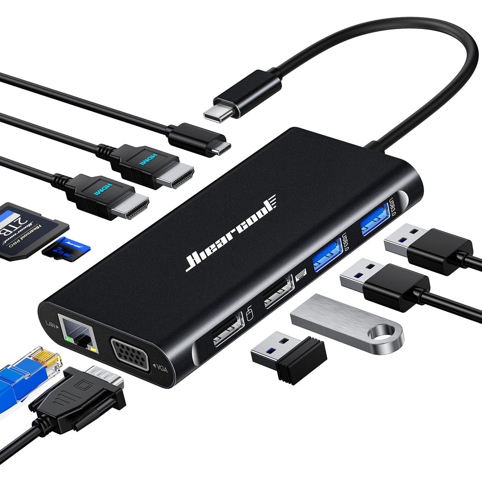 Hiearcool USB-C docking with dual 4K HDMI outputs for enhanced multi-monitor work