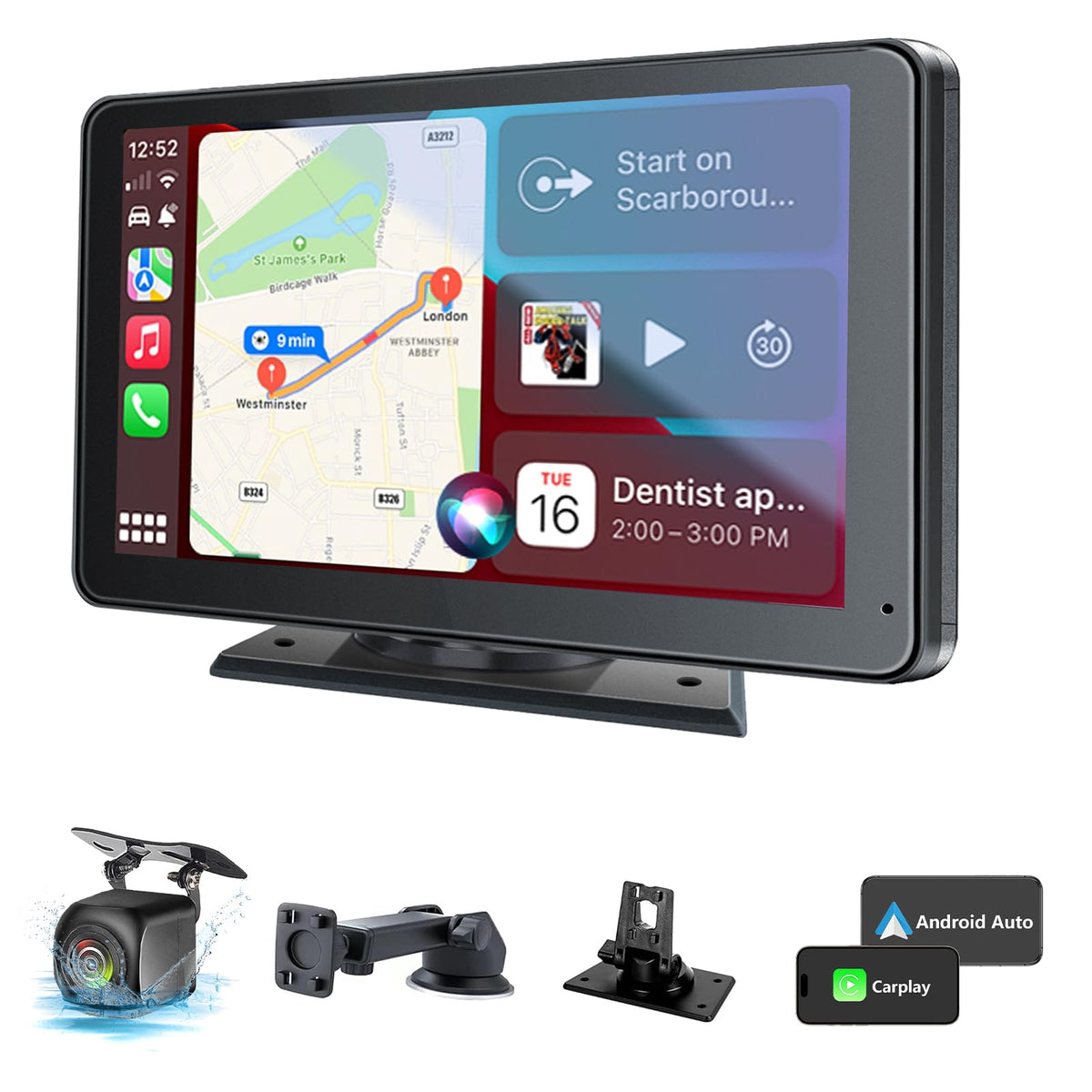 Hieha front 7-inch display showing clear home screen and easy controls