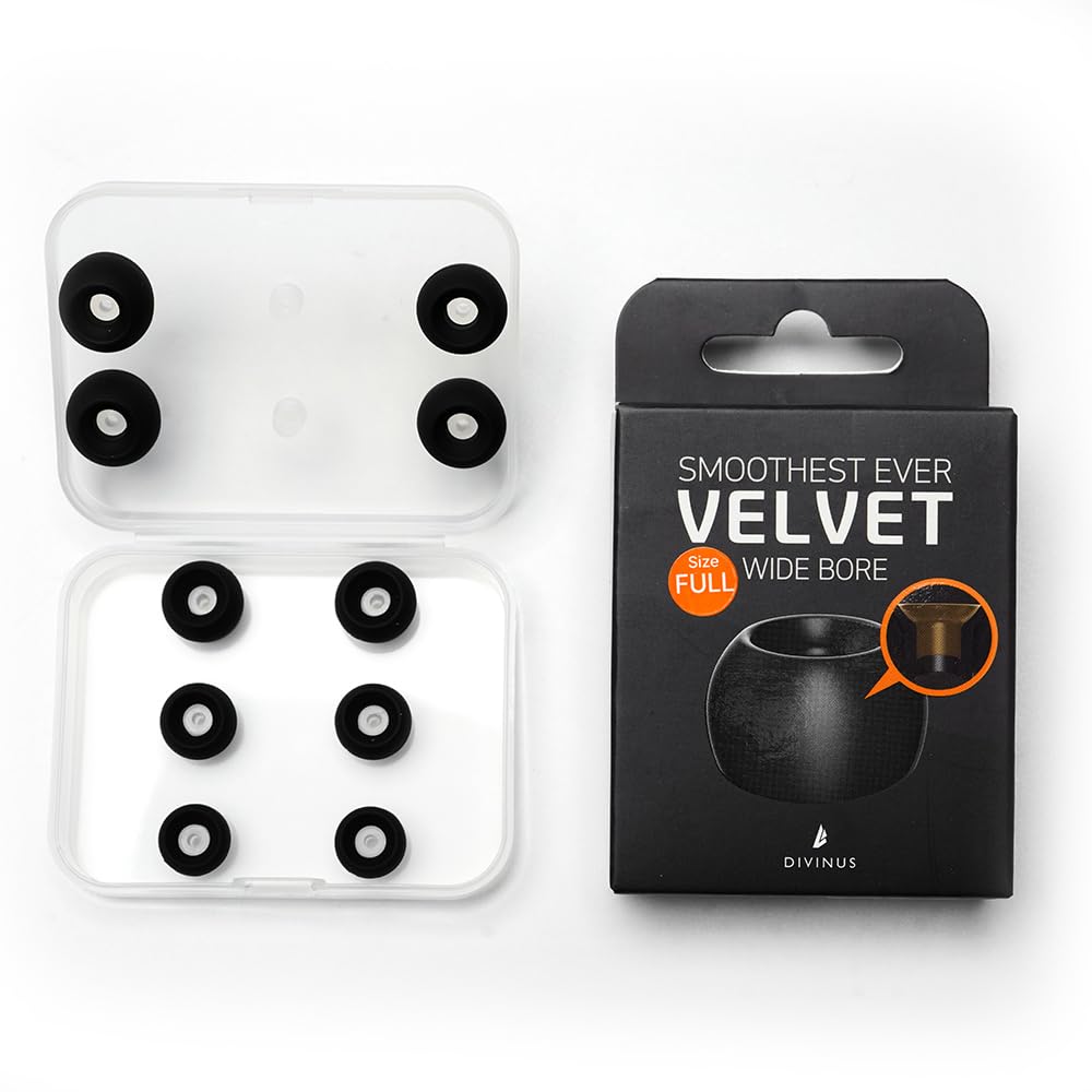 HiFiGo ELOIT Velvet eartips closeup shows broad tube for richer high and low end