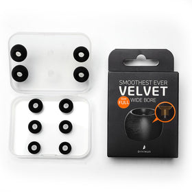 HiFiGo ELOIT Velvet eartips closeup shows broad tube for richer high and low end