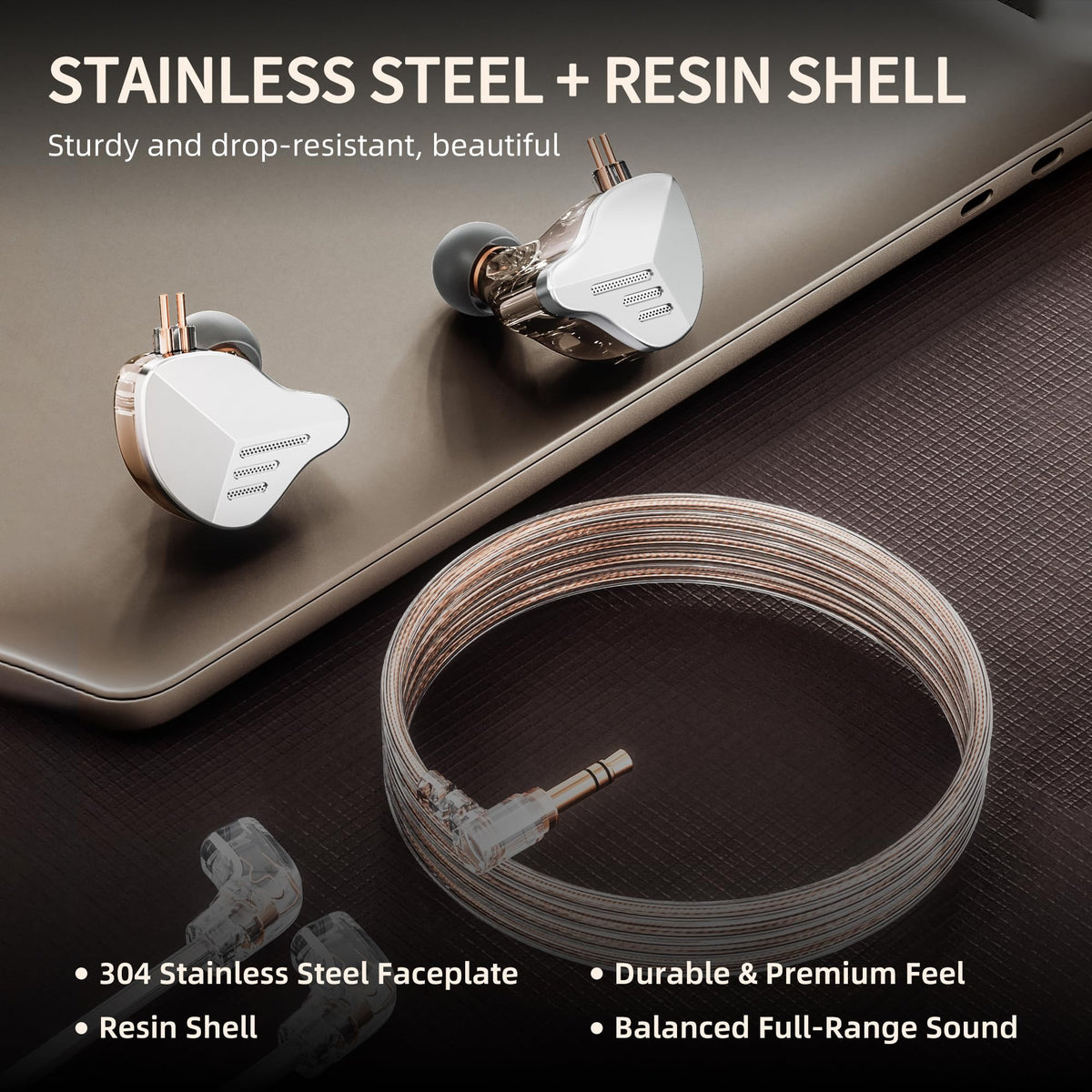 HIFI WALKER A20PRO reinforced cable detail showing anti-tangle durability for daily use