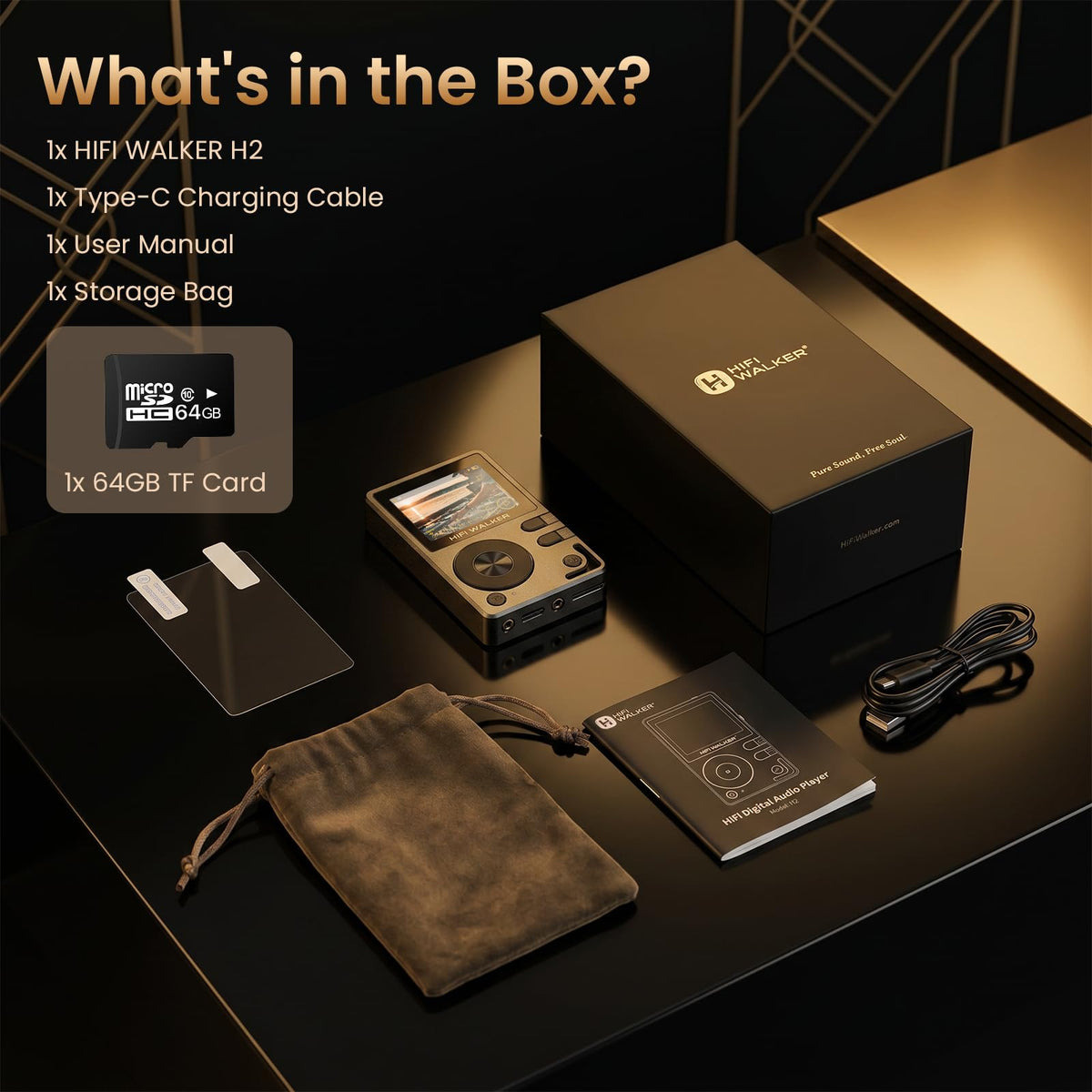 HIFI WALKER H2 provides up to 10 hours of playback.