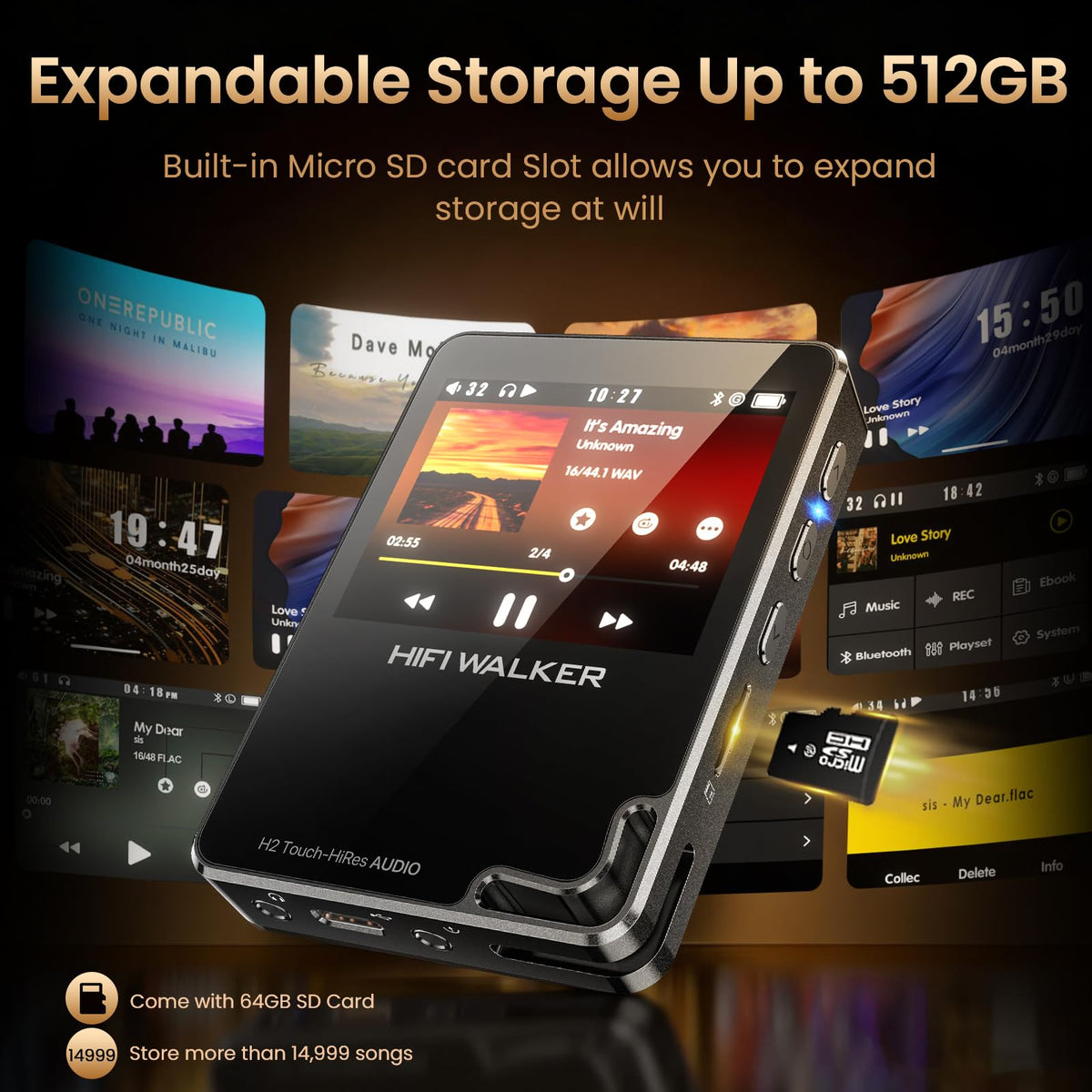 HIFI WALKER H2 lossless formats support for FLAC WAV DSF and more