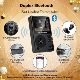 HIFI WALKER H2 3.5mm output enables wired listening and car audio.