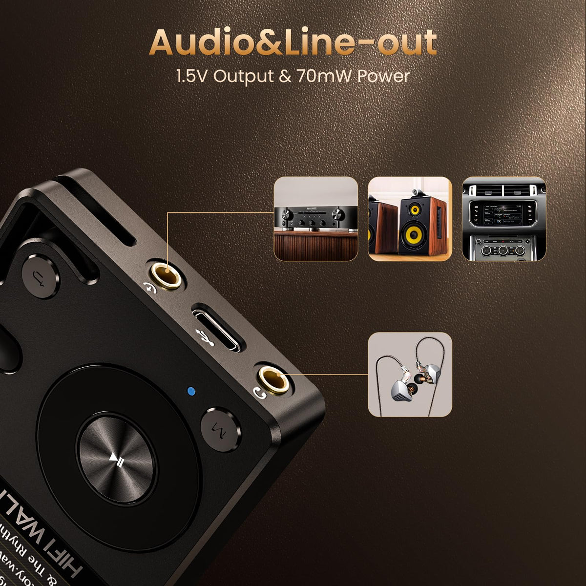 HIFI WALKER H2 USB DAC connection for enhanced PC audio.