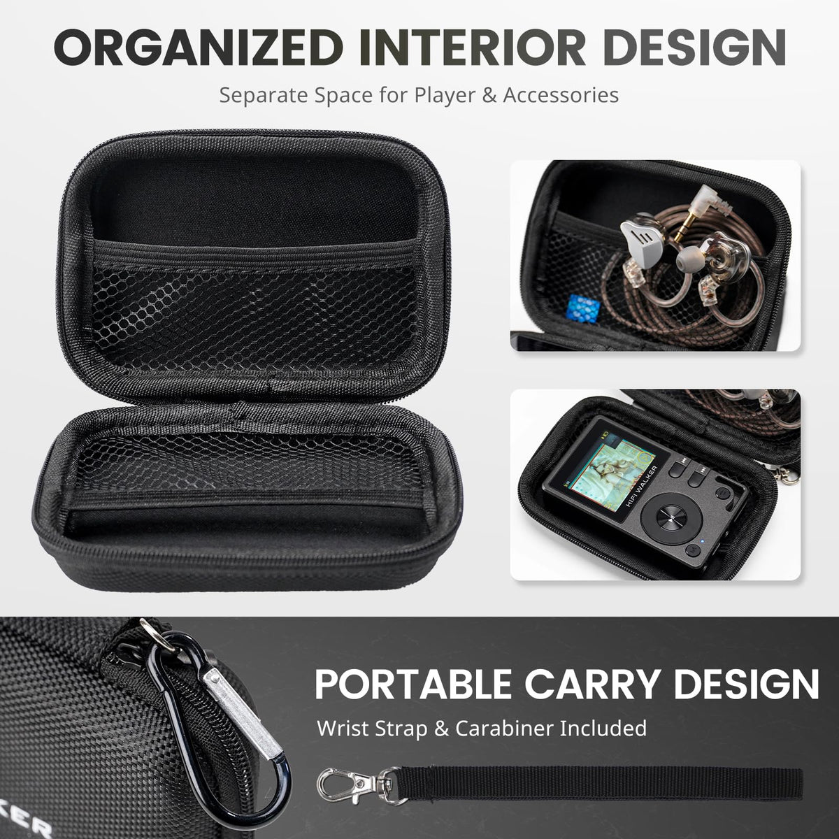 HIFI WALKER case tucked inside backpack showing travel convenience