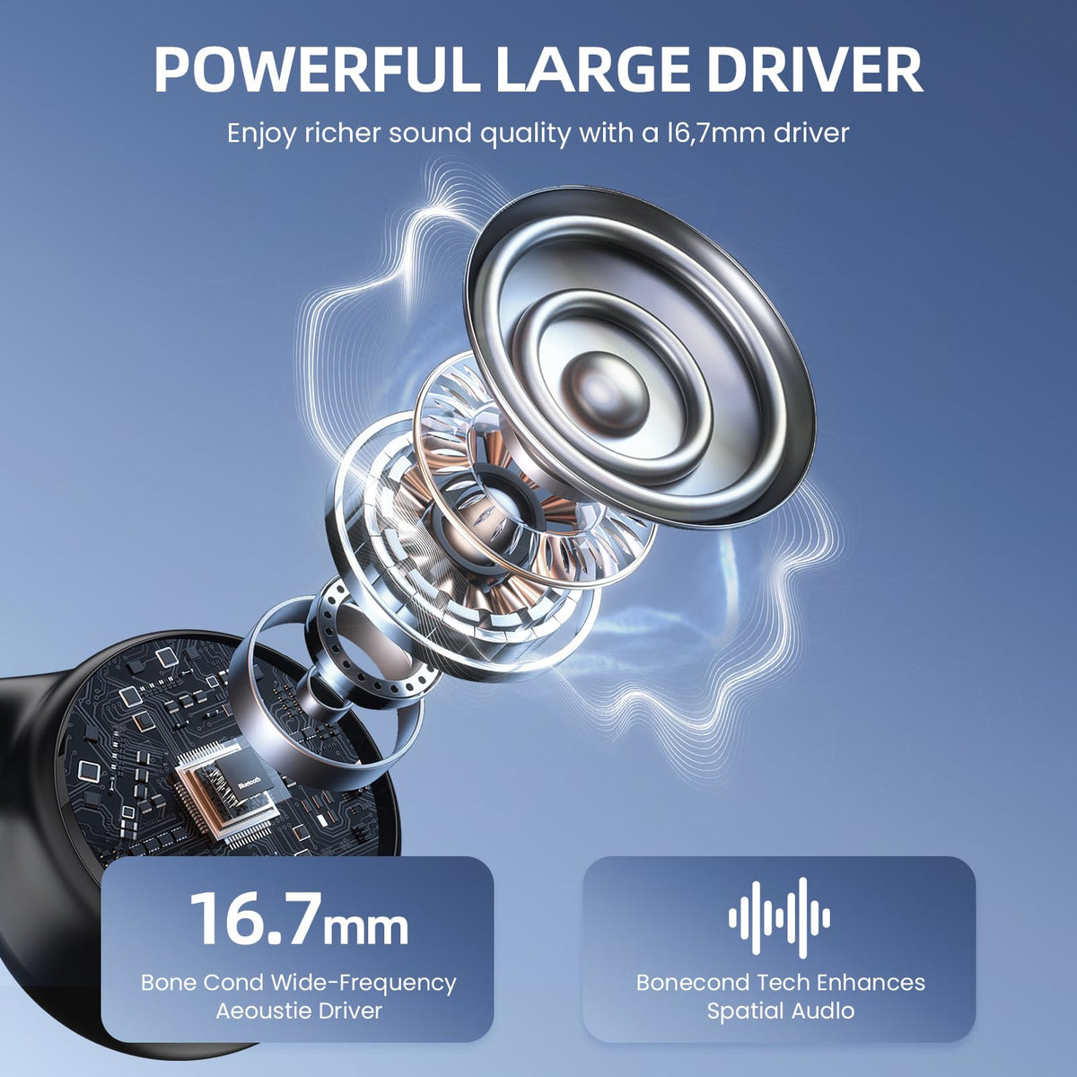 HIFI WALKER stereo sound with enhanced drivers for crisp vocals.
