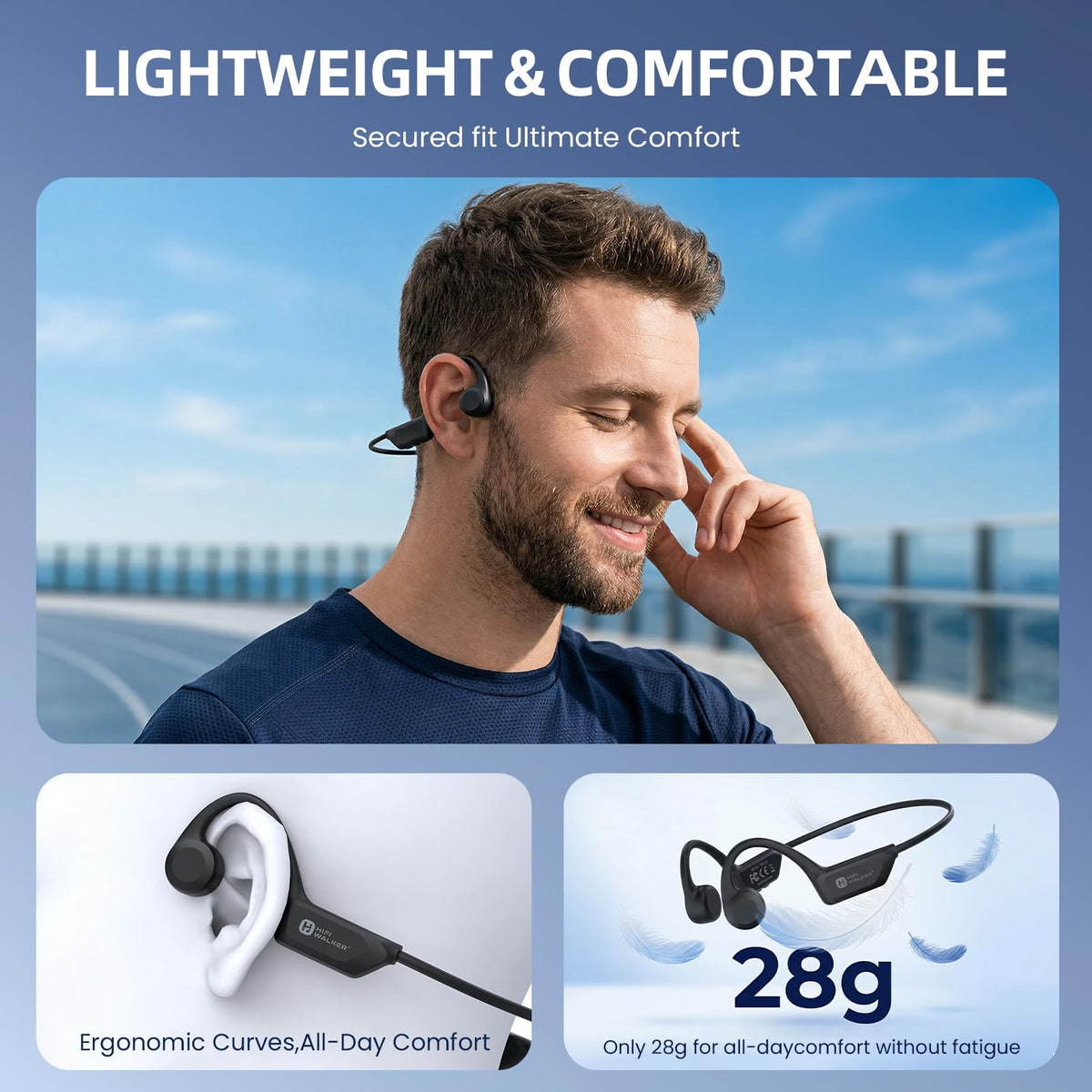 HIFI WALKER waterproof bone conduction headset for gym and outdoor workouts.