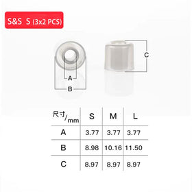 HiFiGo DUNU S&S earbud tips, three sizes for personalized fit.