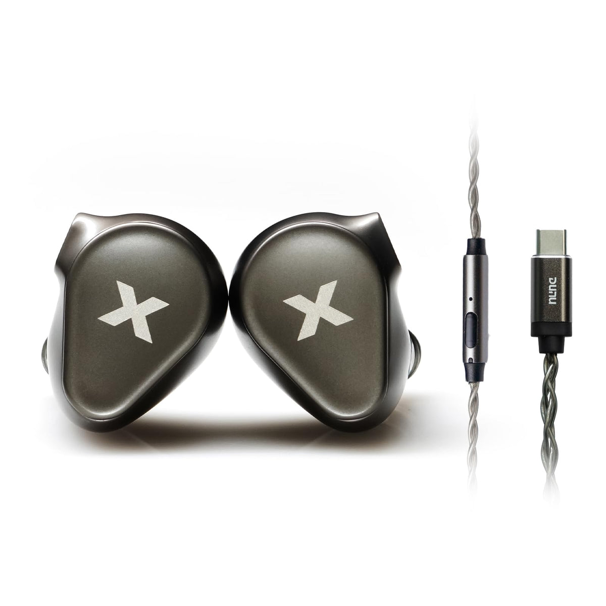 HiFiGo DUNU Titan X front view showing earbud shells and vents for improved clarity