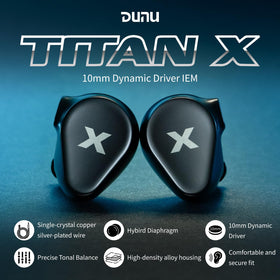 HiFiGo DUNU Titan X side profile highlighting metallic finish and ergonomic shape for comfort