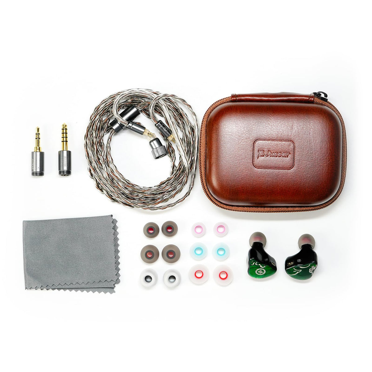 HiFiGo Juzear Defiant earphones with comfortable fit and multiple ear tips.