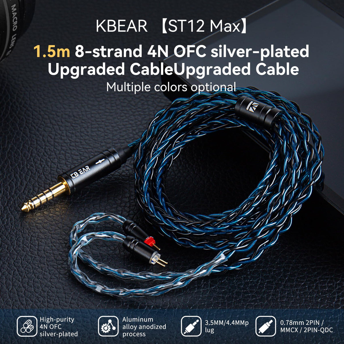 KBEAR ST12 Max with 14-core 4N OFC silver-plated cores for richer detail.