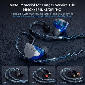 HIFIHEAR ST12 Plus braided 8-core cable detail for durability and reduced tangling.