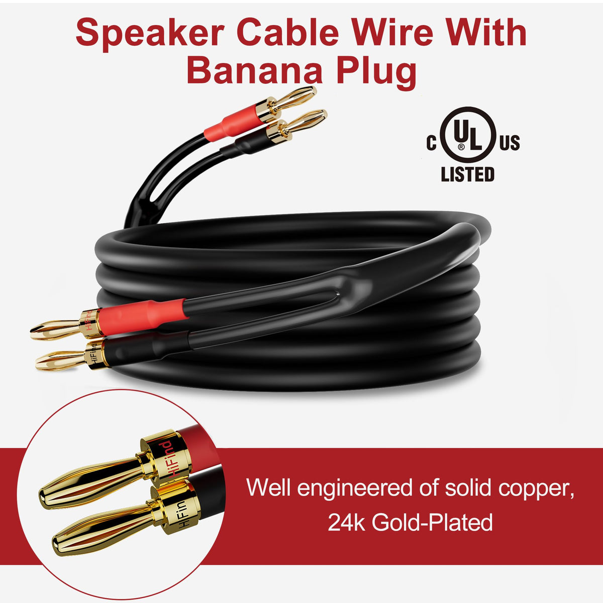 HiFind 16 AWG tinned copper conductor delivers clean signal with a flexible jacket.