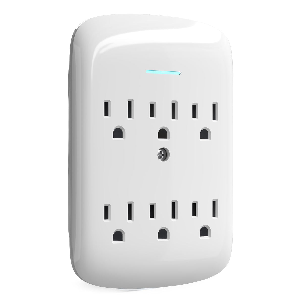 HiFind front view showing six outlets and LED indicator for neat power expansion
