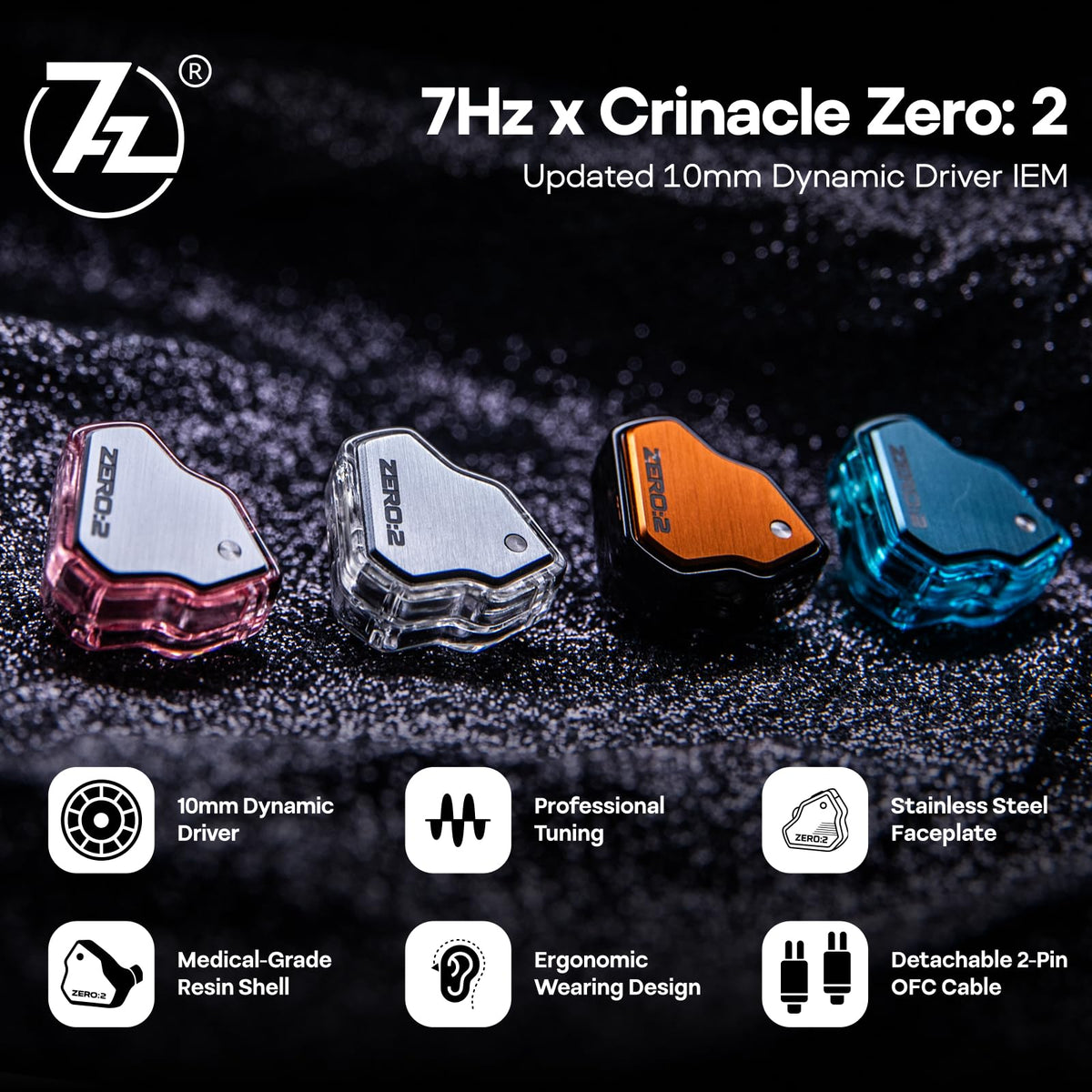 Close-up of HIFIXAUDIO Zero:2 driver highlighting the 10mm dynamic unit