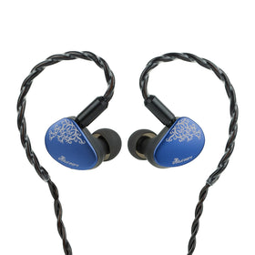 HIFIXAUDIO Cadenza II front view showing blue faceplate and ergonomic fit benefit