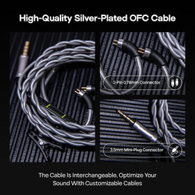 HIFIXAUDIO detachable 0.78mm 2-pin connector close view enables easy cable swaps