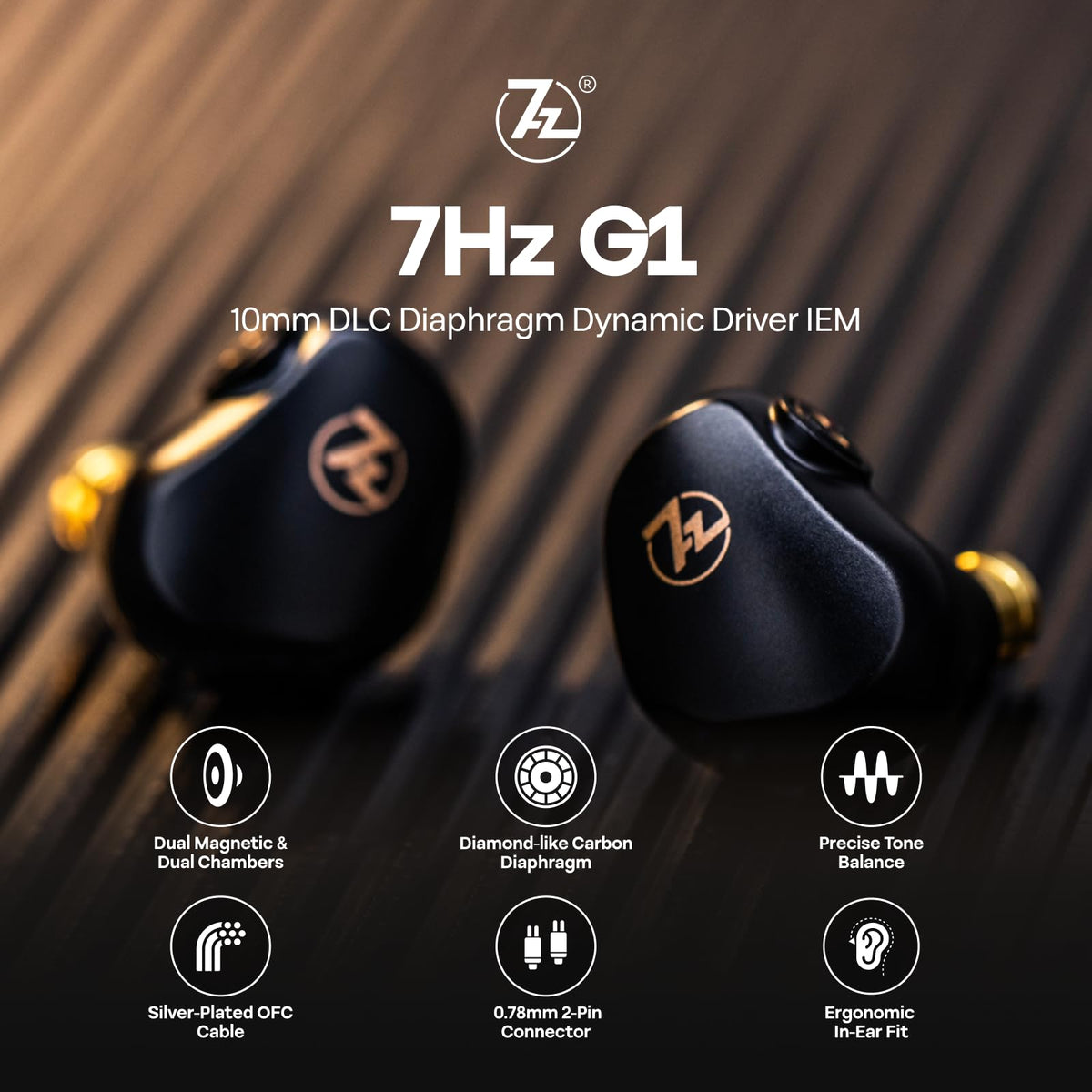 HIFIXAUDIO driver close-up highlighting 10mm dual-circuit design for improved clarity