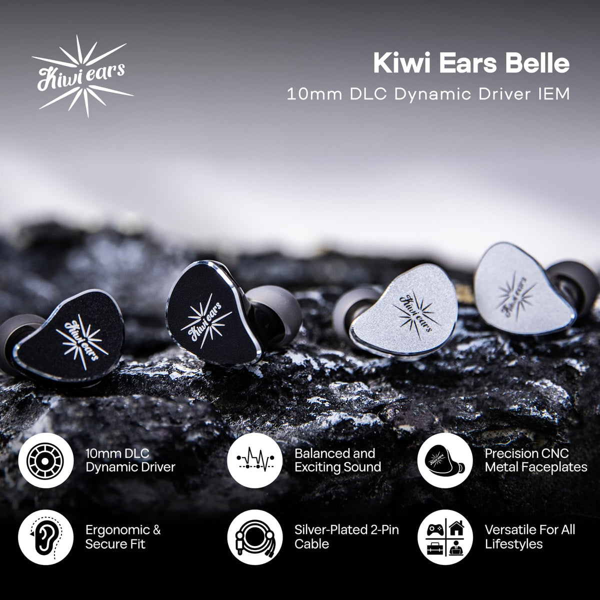 HIFIXAUDIO Kiwi Ears Belle CNC machined faceplates highlight premium build.