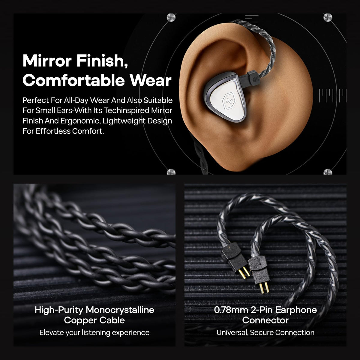 HIFIXAUDIO Vivace detachable cable emphasizes signal clarity with premium copper wiring.