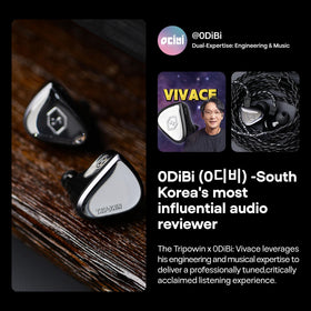 HIFIXAUDIO Vivace driver close-up highlights the 10mm titanium diaphragm and precision.