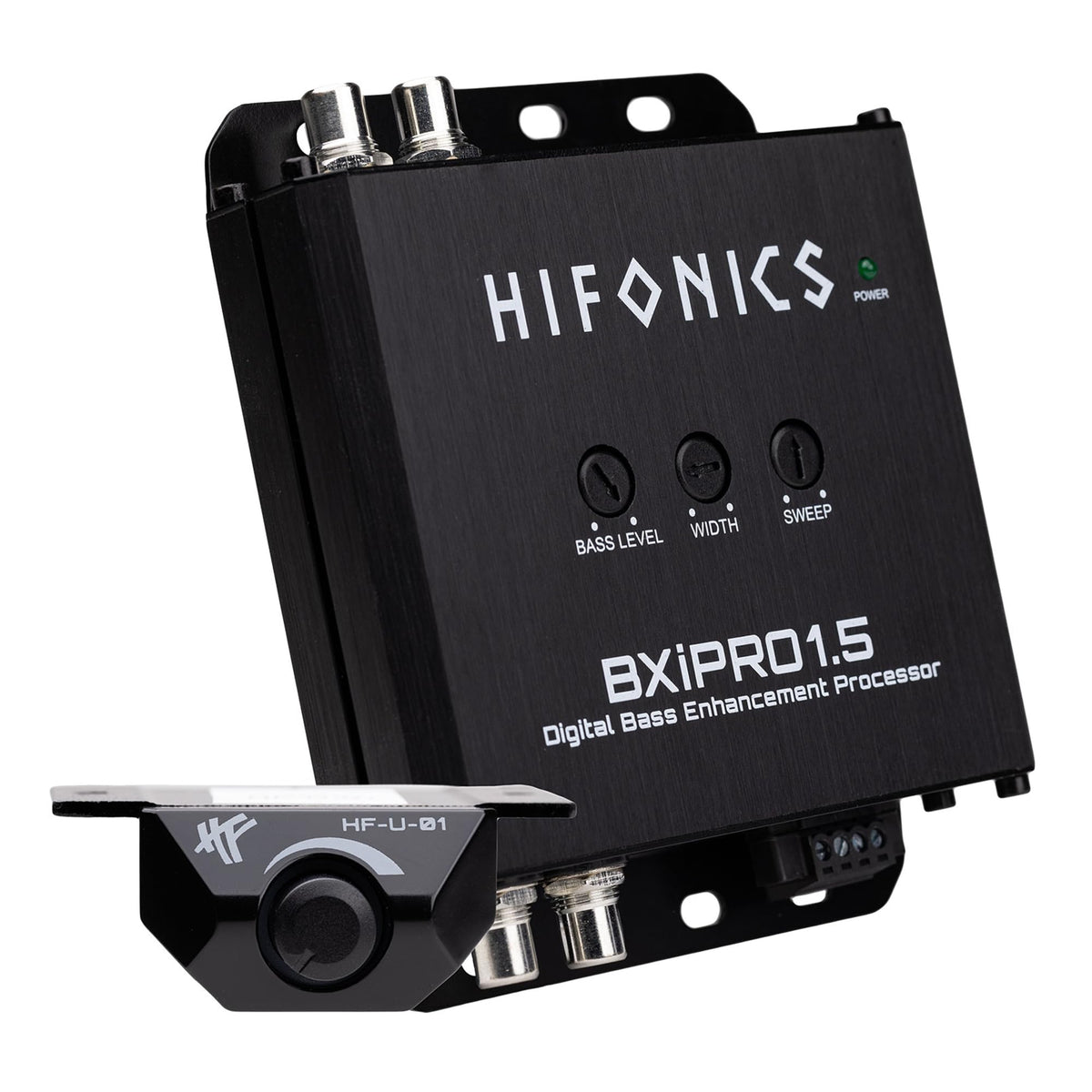 Hifonics front view of BXIPRO1.5 showing compact dash design and clean finish