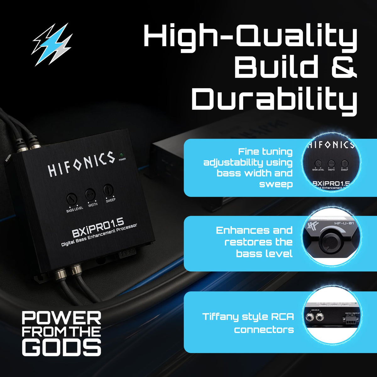 Hifonics side profile of BXIPRO1.5 highlighting low-profile compact form