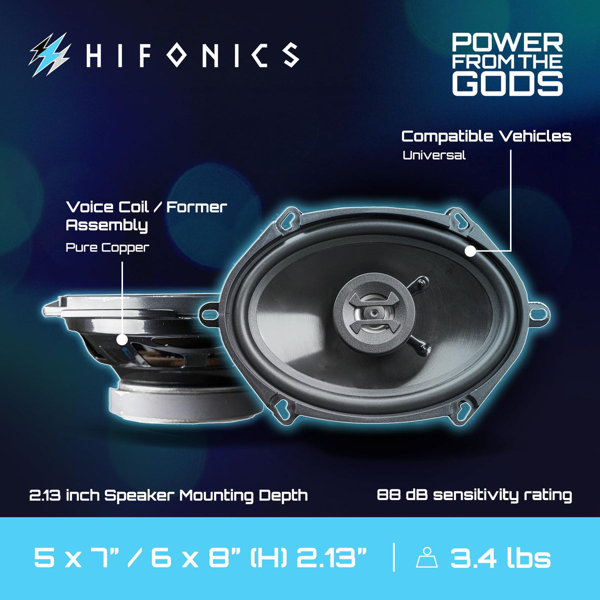 Hifonics speaker side profile showing mounting depth for easy fit