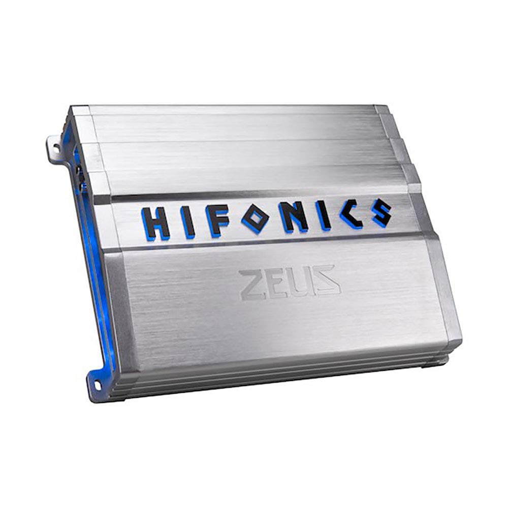 Hifonics Zeus 600W 4-channel front view shows a compact chassis for room-filling sound.