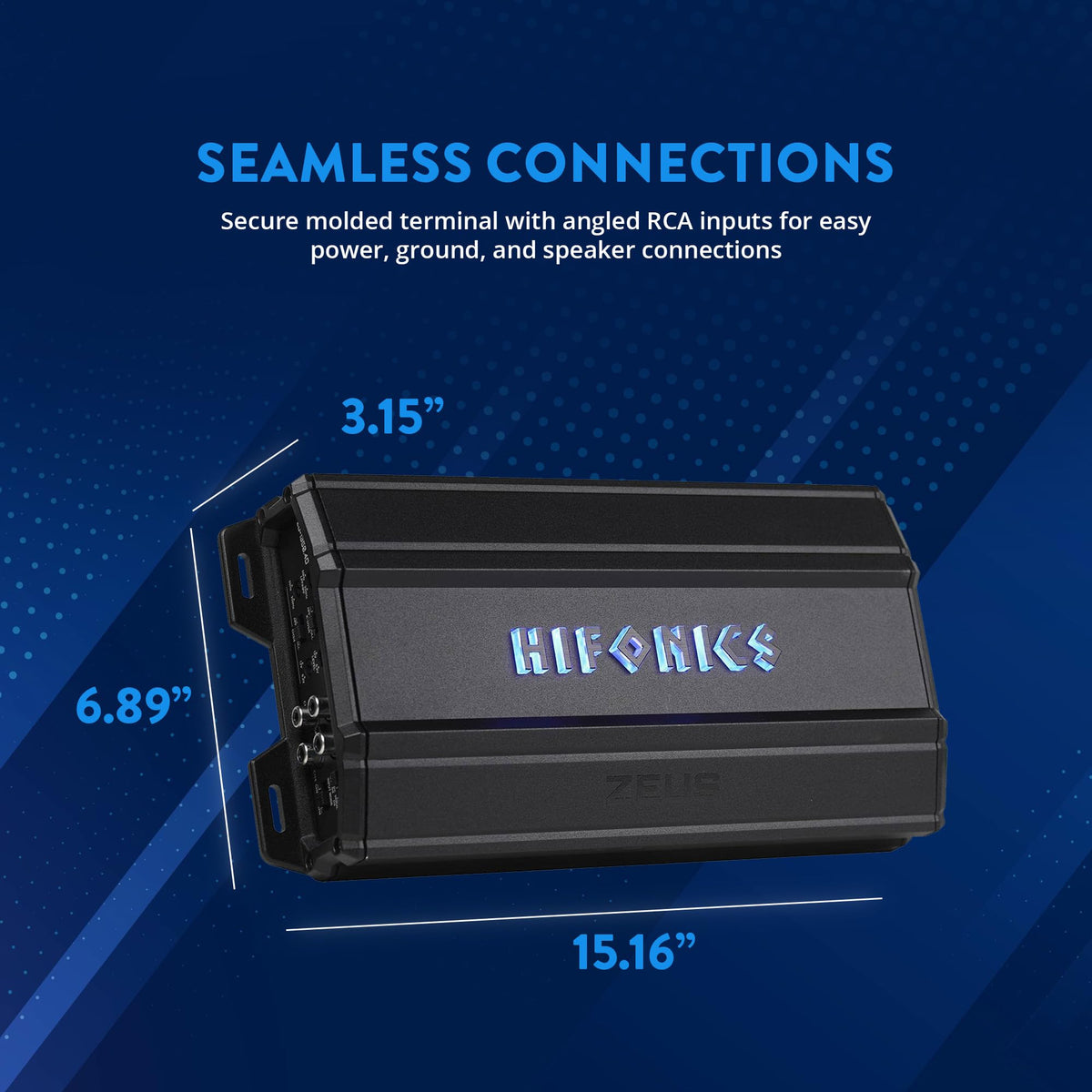 Hifonics Zeus Delta 1350W side view highlighting nickel plated chassis