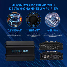 Hifonics Zeus Delta 1350W top view featuring aluminum heat sink