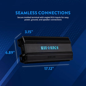 Hifonics Zeus Delta 2550 side profile illustrating slim form for versatile under-dash installation